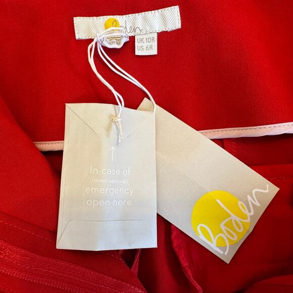 Boden Melina Paperbag Trousers Red Wide Leg High Rise Tie Waist Size 6 NWT - Picture 7 of 11